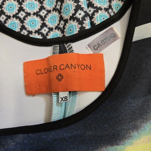 Clover Canyon Blue and Black Landscape Patterned Midi Dress. Size Xs - Picture 7 of 9